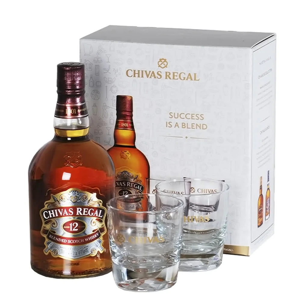 CHIVAS REGAL 12 ESTUCHE 1000 CC + 2 VASOS