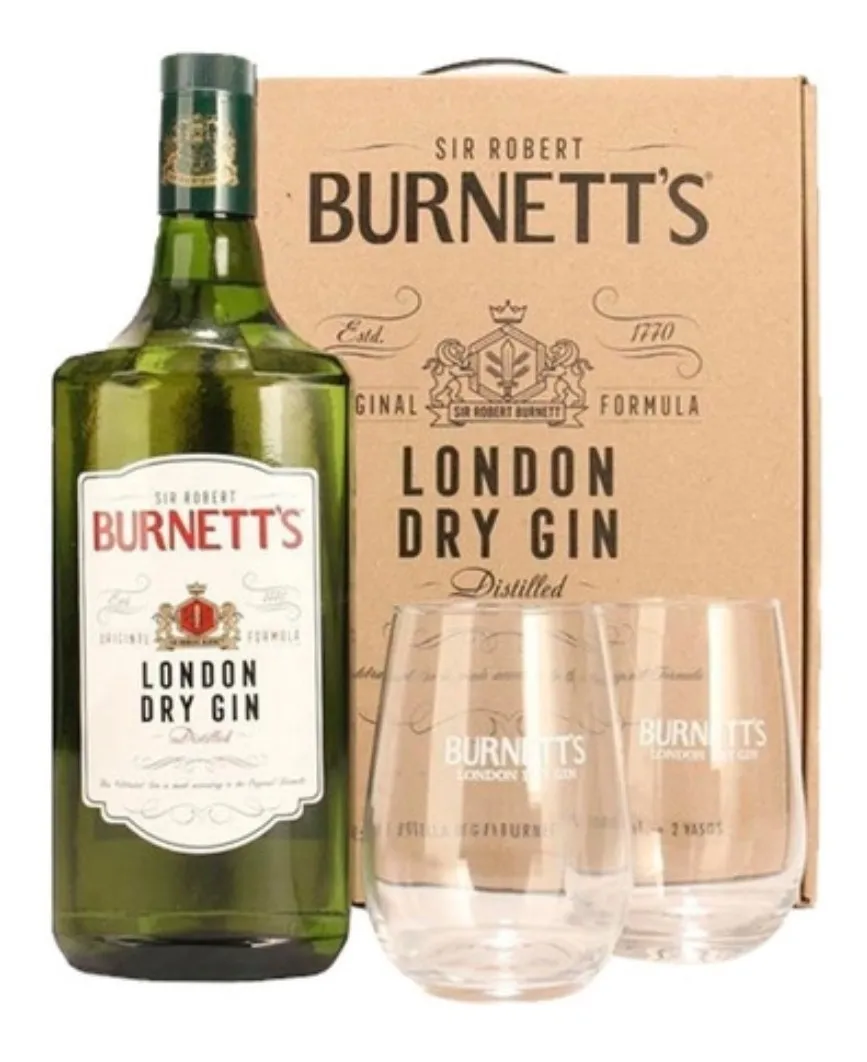 BURNETT'S GIN + 2 VASOS 1000 CC